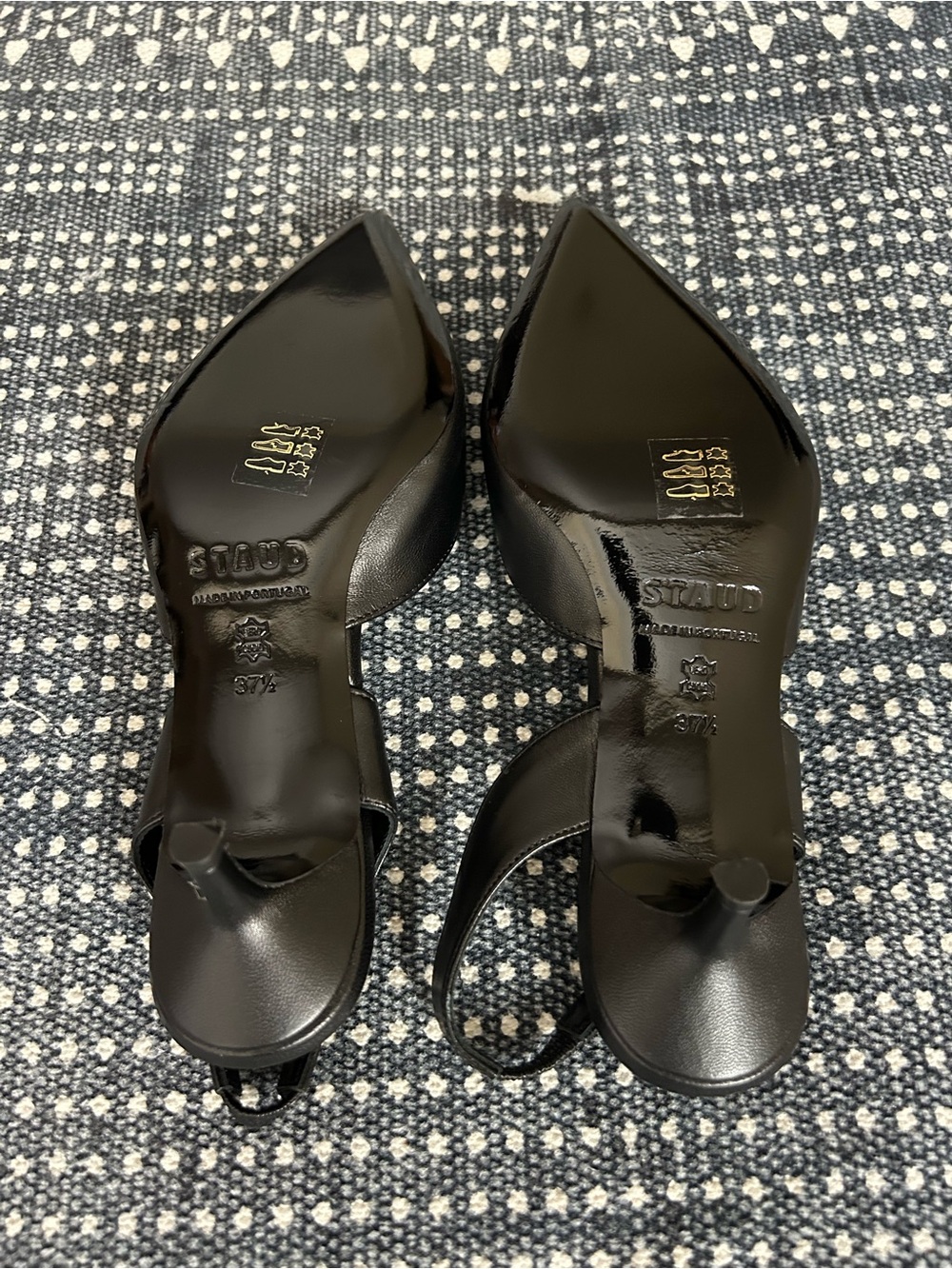 STAUD Sebastian Black Pointed Leather Slingbacks - Picture 7 of 7